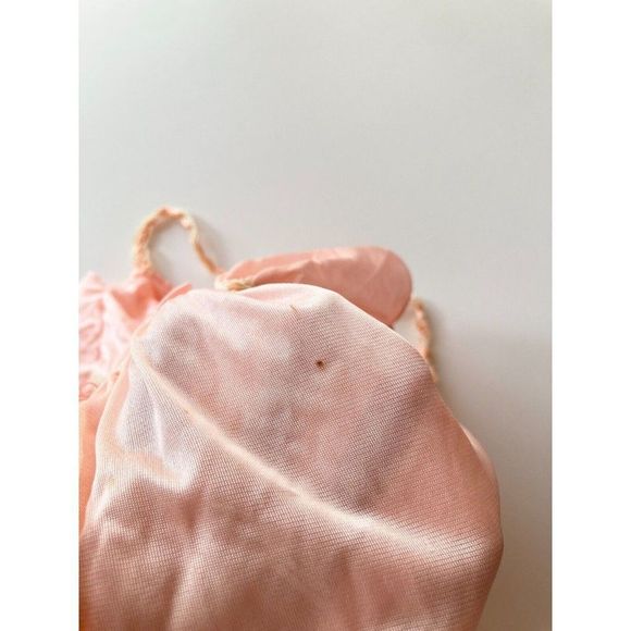 Vintage 80's LUV LEE Pink Satin Lace Ruffle Babydoll Slip, Size M, Union Made - Picture 6 of 11